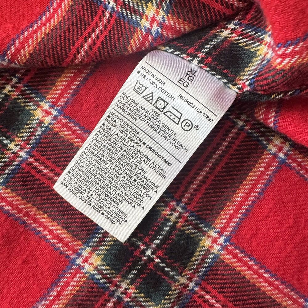 Old Navy Flannel Plaid LS Shirt Mens XL Multicolor Classic Regular Fit Button Up - Picture 7 of 9